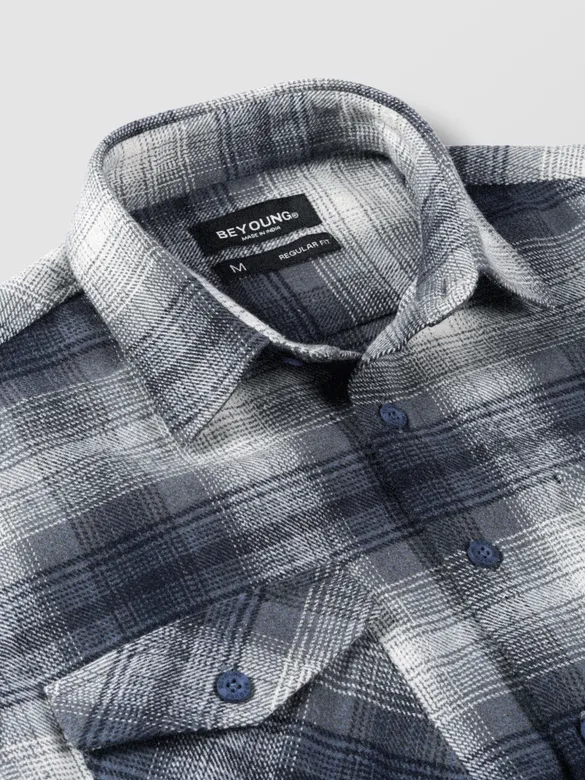 Grey Checked Flannel Shirt