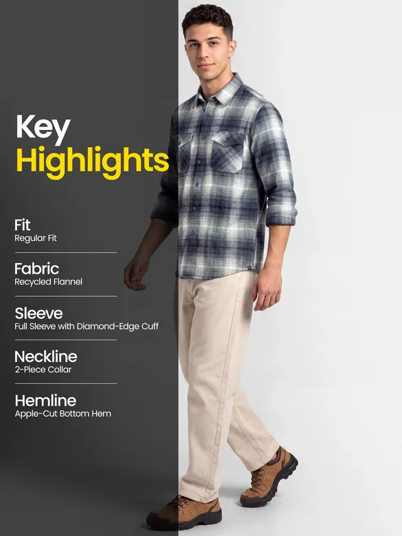 Grey Checked Flannel Shirt