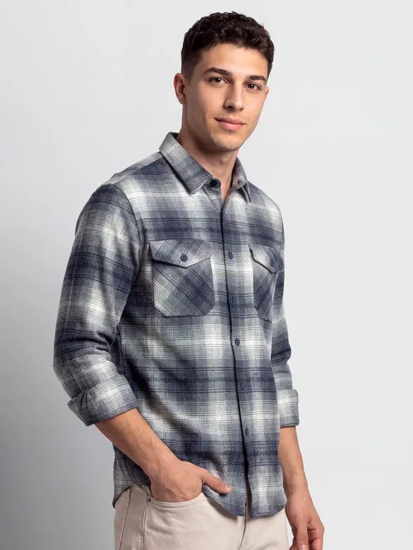 Grey Checked Flannel Shirt