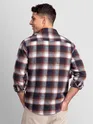 Navy Blue Checked Flannel Shirt
