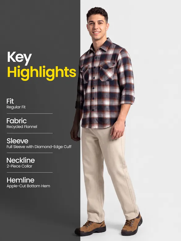 Navy Blue Checked Flannel Shirt