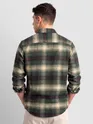 Olive Green Checked Flannel Shirt