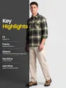 Olive Green Checked Flannel Shirt