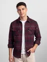 Wine Checked Flannel Shirt