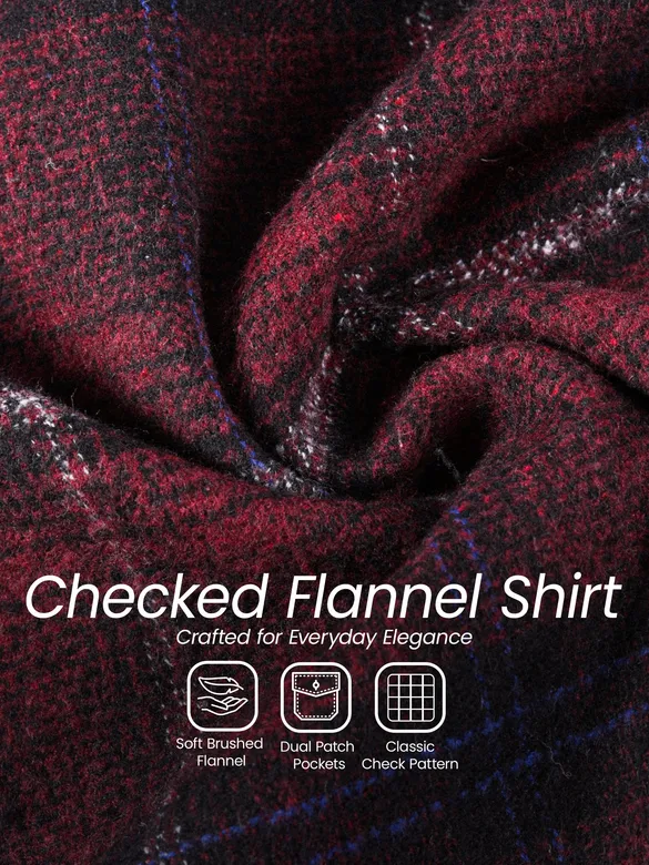 Wine Checked Flannel Shirt