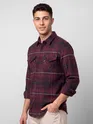 Wine Checked Flannel Shirt