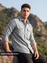 Ash Grey Recycled Solid Flannel Shirt
