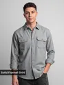 Ash Grey Recycled Solid Flannel Shirt