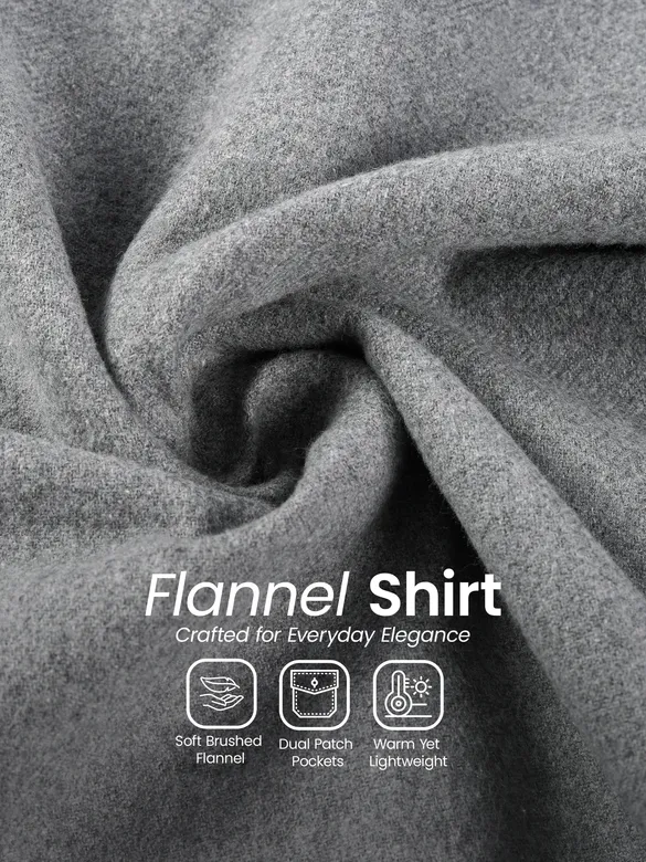 Ash Grey Recycled Solid Flannel Shirt