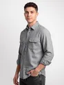 Ash Grey Recycled Solid Flannel Shirt