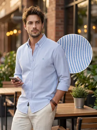 Blue Oxford Striped Shirt