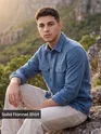 Denim Blue Recycled Solid Flannel Shirt