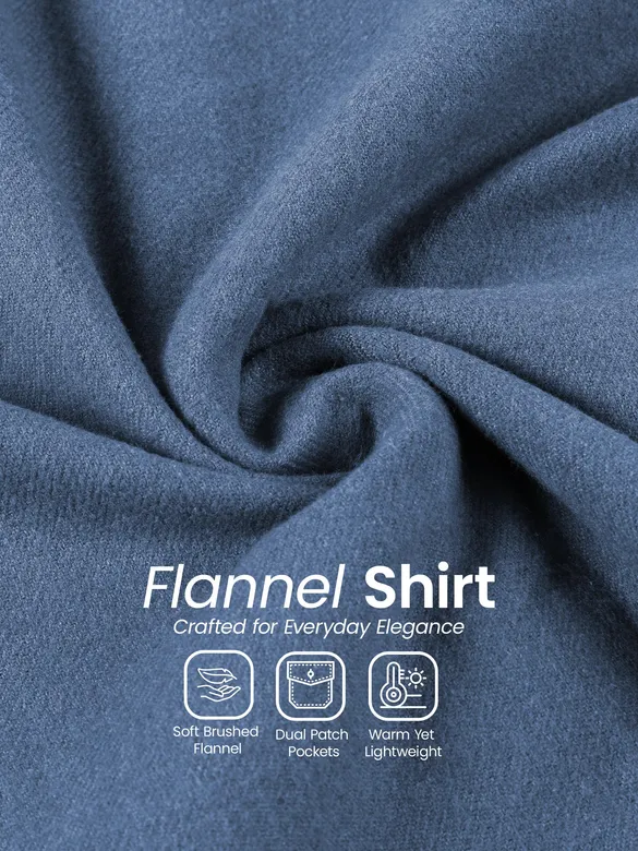 Denim Blue Recycled Solid Flannel Shirt