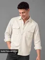 Off White Recycled Solid Flannel Shirt
