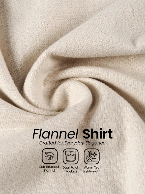 Off White Recycled Solid Flannel Shirt