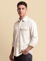 Off White Recycled Solid Flannel Shirt