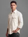 Off White Recycled Solid Flannel Shirt