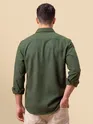 Olive Green Recycled Solid Flannel Shirt 