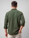 Olive Green Recycled Solid Flannel Shirt 