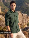 Olive Green Recycled Solid Flannel Shirt 