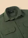 Olive Green Recycled Solid Flannel Shirt 
