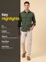 Olive Green Recycled Solid Flannel Shirt 