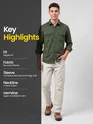 Olive Green Recycled Solid Flannel Shirt 