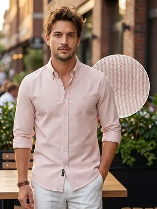 Pink Oxford Striped Shirt
