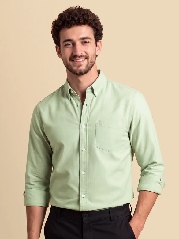 Pista Green Oxford Plain Shirt