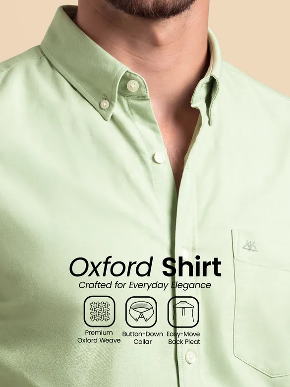 Pista Green Oxford Plain Shirt