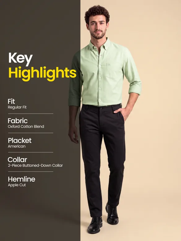 Pista Green Oxford Plain Shirt
