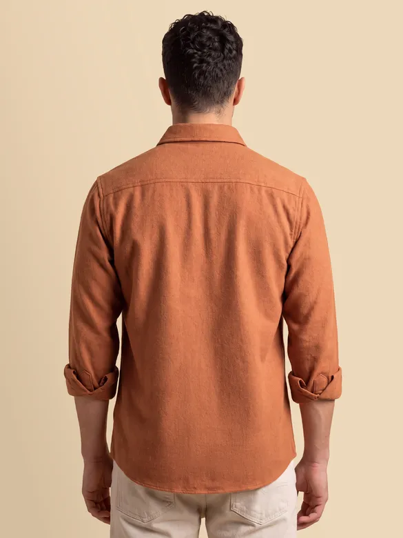 Rust Orange Recycled Solid Flannel Shirt