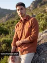 Rust Orange Recycled Solid Flannel Shirt 