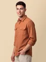 Rust Orange Recycled Solid Flannel Shirt