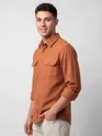 Rust Orange Recycled Solid Flannel Shirt