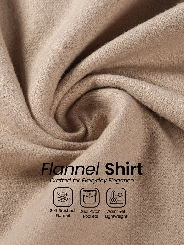 Sand Brown Recycled Solid Flannel Shirt