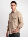 Sand Brown Recycled Solid Flannel Shirt