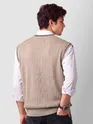 Beige Knit V-Neck Vest
