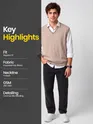 Beige Knit V-Neck Vest