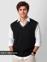 Black Knit V-Neck Vest