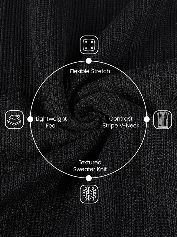 Black Knit V-Neck Vest