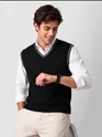 Black Knit V-Neck Vest