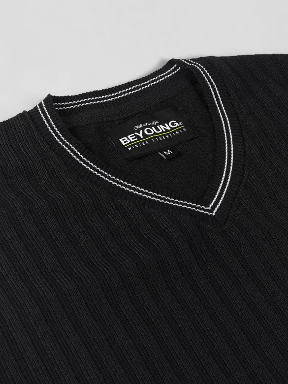 Black Knit V-Neck Vest
