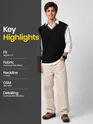 Black Knit V-Neck Vest