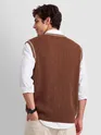Brown Knit V-Neck Vest