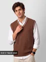 Brown Knit V-Neck Vest