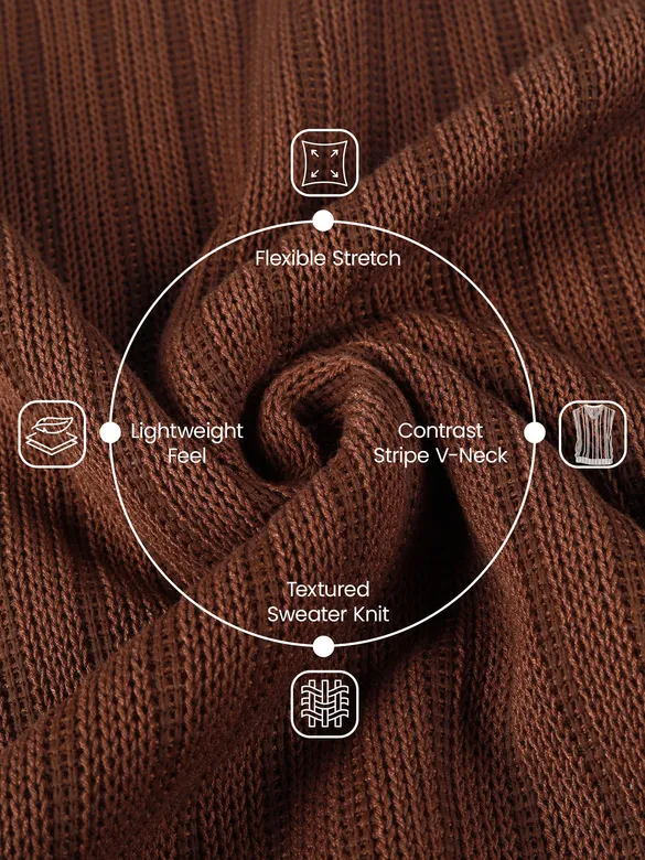 Brown Knit V-Neck Vest
