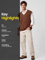 Brown Knit V-Neck Vest