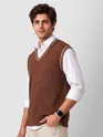 Brown Knit V-Neck Vest