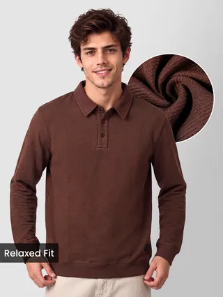 Brown Polo Neck Sweatshirt